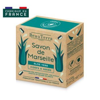 Savon de marseille aloe vera Beauterra - pain de 100g
