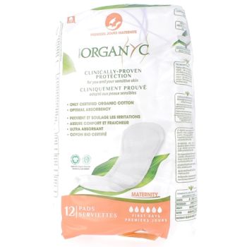 Serviettes premiers jours maternité Organyc - sachet de 12 serviettes