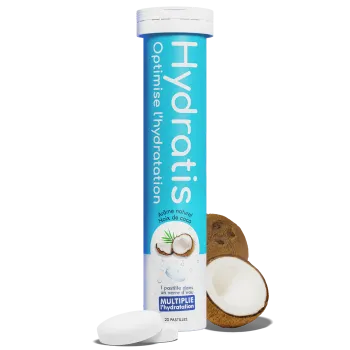 Solution d'hydratation goût noix de coco Hydratis - tube de 20 pastilles effervescentes