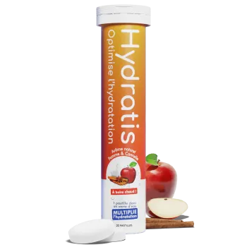 Solution d'hydratation goût pomme-cannelle Hydratis - tube de 20 pastilles effervescentes