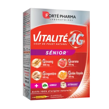 Vitalité 4G Sénior Forté Pharma - boite de 20 ampoules énergisantes