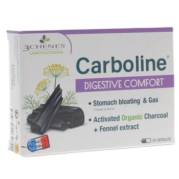 Carboline confort digestif Les 3 chênes - boite de 30 capsules