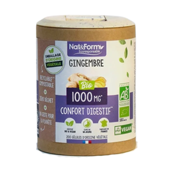Gingembre confort digestif 100mg Nat&Form - pot de 90 gélules