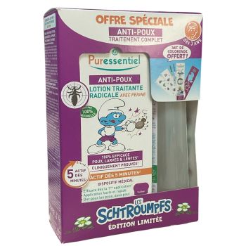 Anti-poux traitement complet les schtroumpfs édition limitée Puressentiel - coffret de 2 produits