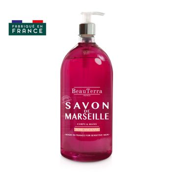 Savon de marseille rose Beauterra - flacon-pompe de 1L