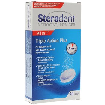 Steradent triple action plus comprimés nettoyants - boite de 90 comprimés