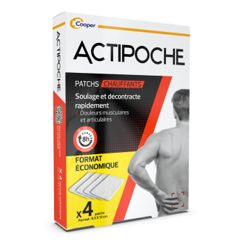 Actipoche Patchs chauffants douleurs musculaires et articulaires Cooper - boite de 4 patchs 9,5x13cm