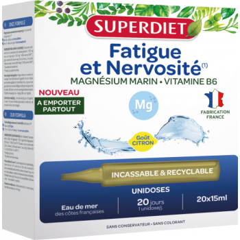 Fatigue et nervosité Superdiet - boîte de 20 unidoses de 15ml