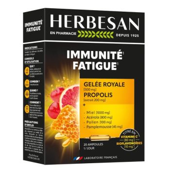 Immunité Fatigue Herbesan - boite de 20 ampoules