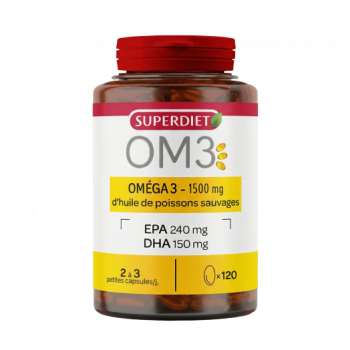 OM3 Oméga 3 1500mg huile de poisson Super Diet - pot de 120 capsules