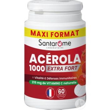 Acérola 1000 extra fort Santarome - pot de 60 comprimés à croquer