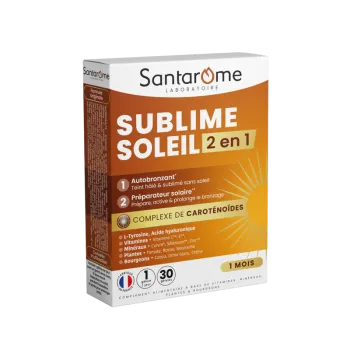 Sublime Soleil 2 en 1 autobronzant et préparateur solaire Santarome - boite de 30 gélules