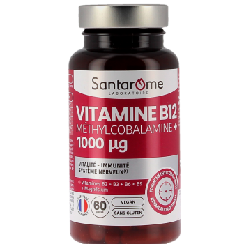 Vitamine B12 M&eacute;thylcobalamine+ 1000&micro;g Santarome - pot de 60 g&eacute;lules