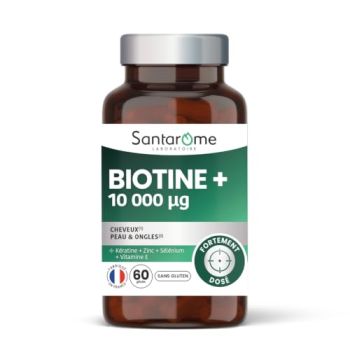 Biotine+ 10000ug Santarome - pot de 60 gélules