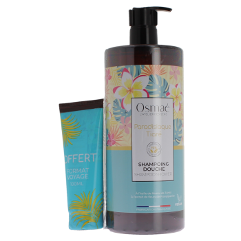 Shampoing douche paradisiaque tiaré Osmaé - flacon d'1L + tube de 100ml offert