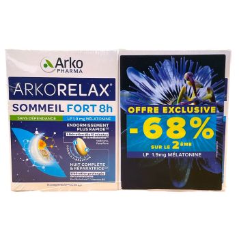 Arkorelax sommeil fort 8H Arkopharma - 2 boites de 15 comprim&eacute;s (30 jours de programme)