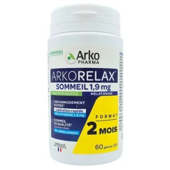 Arkorelax sommeil m&eacute;latonine 1,9mg Arkopharma - pot de 60 g&eacute;lules 