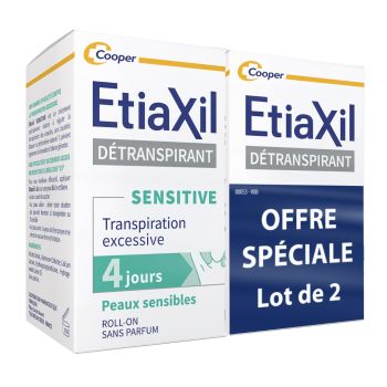 Etiaxil détranspirant aisselles peaux sensibles Cooper - lot de 2 roll-on de 15ml