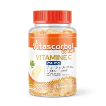 Vitamine C 250mg gummies goût orange Vitascorbol - pot de 45 gommes
