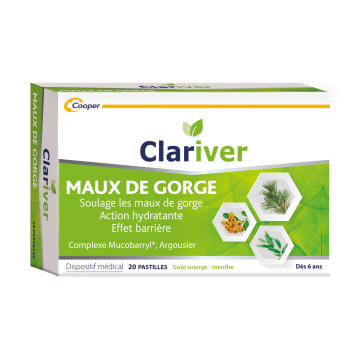 Clariver pastilles maux de gorge Cooper - boîte de 20 pastilles
