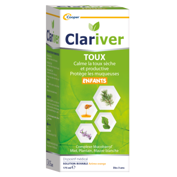 Clariver sirop toux enfants arôme orange Cooper - flacon de 175 ml