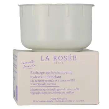 Recharge apr&egrave;s-shampoing hydratant d&eacute;m&ecirc;lant bio La Ros&eacute;e - pot de 200ml