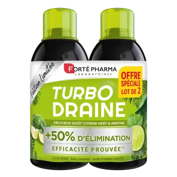 Turbo Draine goût citron vert et menthe Forté Pharma - lot de 2 bouteilles de 500ml offre spéciale