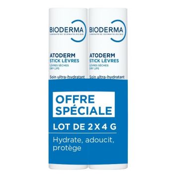 Atoderm Stick lèvres ultra-hydratant Bioderma - lot de 2 sticks de 4g
