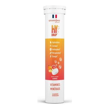 Hydrop solution d'hydratation ar&ocirc;me agrumes Granions - tube de 20 comprim&eacute;s effervescents