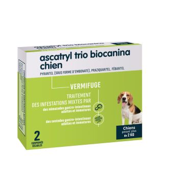 Ascatryl trio vermifuge Biocanina - boîte de 2 comprimés