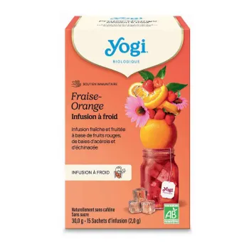 Soutien immunitaire Infusion &agrave; froid bio fraise-orange Yogi Tea - boite de 15 sachets