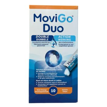 MoviGo Duo constipation et ballonnements go&ucirc;t orange Norgine - boite de 10 sachets