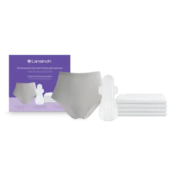 Kit de protection anti-fuites post-partum Lansinoh - Boite de 6 culottes, 18 serviettes hygiéniques et 4 alèses