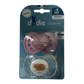Sucettes Essentiel +18 mois jour/nuit rose Dodie - lot de 2 sucettes