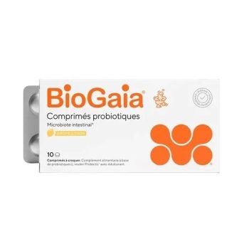 Probiotiques microbiote intestinal arôme citron BioGaia - boite de 10 comprimés à croquer