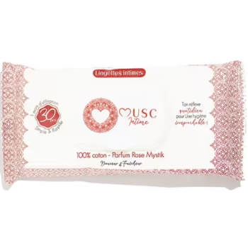Lingettes intimes naturelles parfum rose mystik Musc Intime - paquet de 30 lingettes