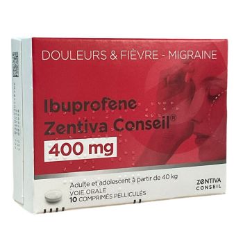 Ibuprofène 400mg Zentiva Conseil - boite de 10 comprimés pelliculés