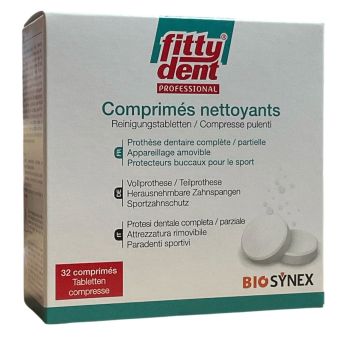 Fittydent comprim&eacute;s nettoyants Biosynex - boite de 32 comprim&eacute;s 