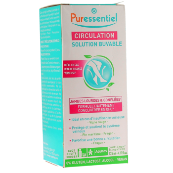 Circulation jambes lourdes et gonfl&eacute;es Puressentiel - flacon de 125ml