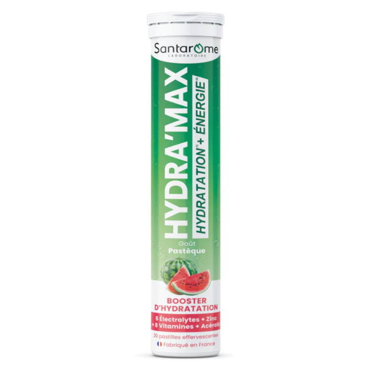 Hydra'max solution d'hydratation arôme pastèque Santarome - 20 pastilles effervescentes