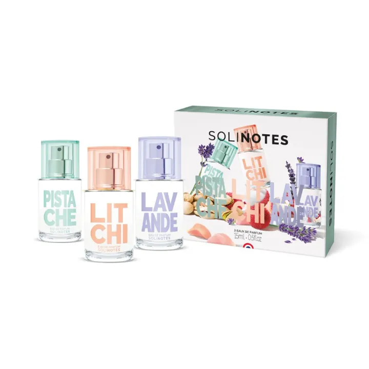 Coffret découverte Pistache Litchi Lavande Solinotes - coffret de 3 produits de 15ml