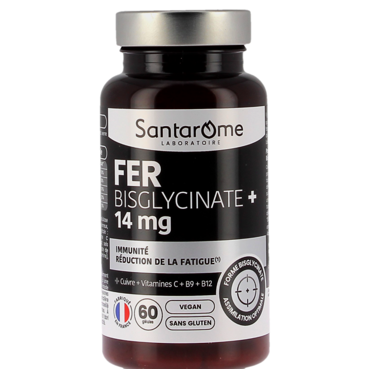 Fer Bisglycinate+ 14mg Santarome - pot de 60 gélules