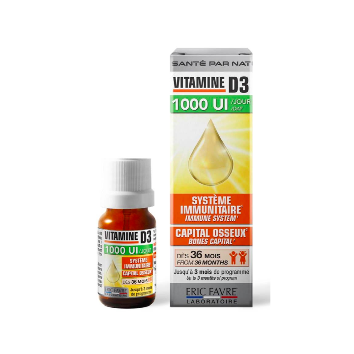 Vitamine D3 1000Ul/jour Eric Favre - flacon-pipette de 20ml