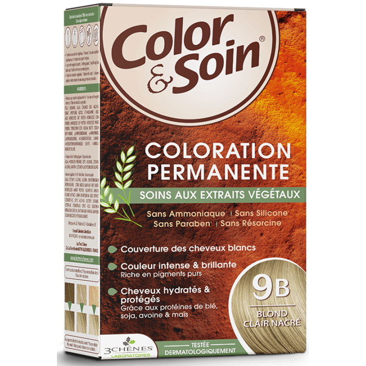 Color & soin coloration permanente blond clair nacré 9B Les 3 chênes - 1 kit