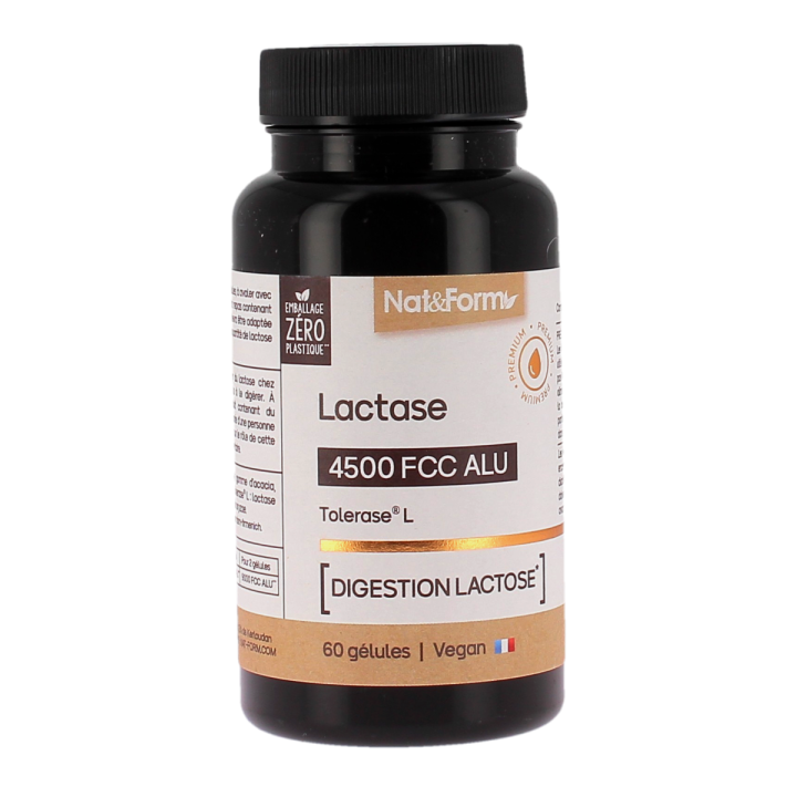 Lactase tolérase L 4500 fcc alu Nat&form - pot de 60 gélules