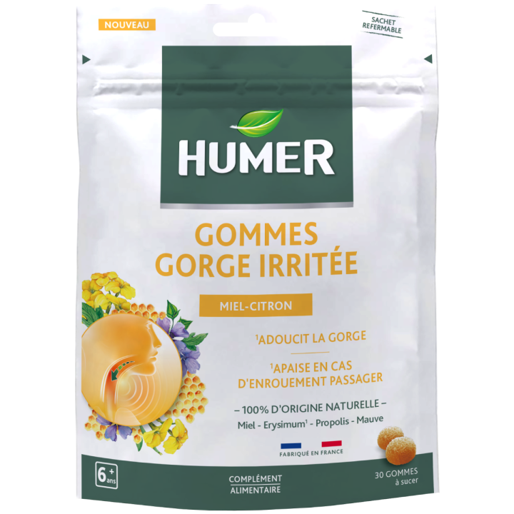 Gommes gorge sensible Humer - sachet de 30 gommes à sucer