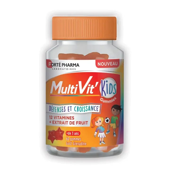 MultiVit' Kids Défenses et croissance goût grenadine Forté Pharma - pot de 60 gommes