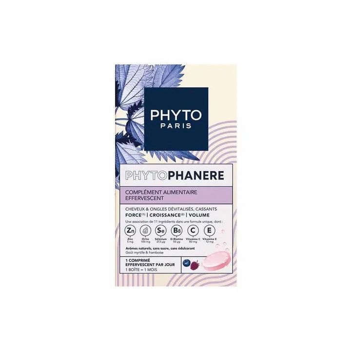 Phytophanère Force, croissance, volume Cheveux et ongles Phyto - boite de 30 comprimés effervescents