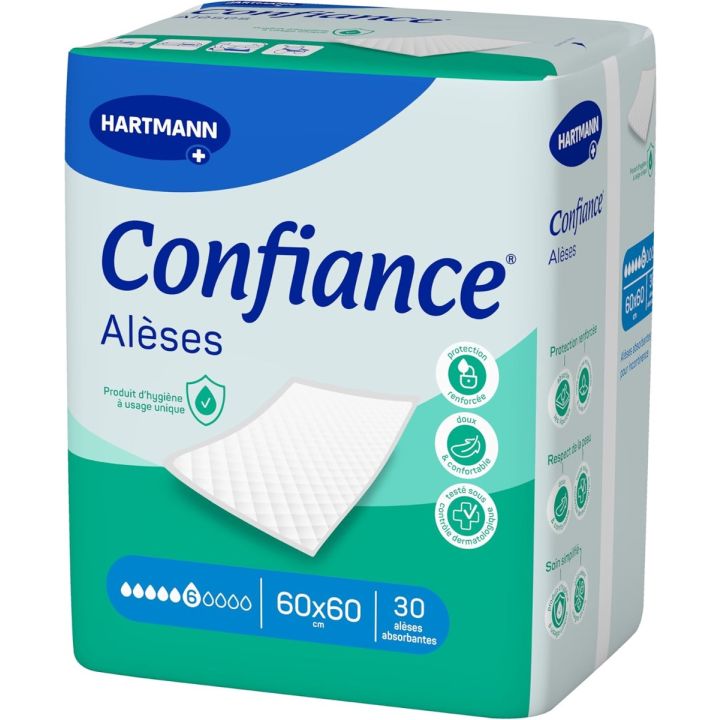 Confiance alèses 6 gouttes 60x60cm Hartmann - 30 alèses absorbantes 
