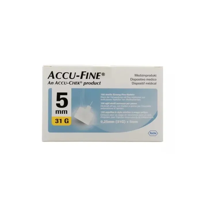 Accu-Fine aiguilles à stylo stériles à usage unique Accu-Chek - boîte de 100 aiguilles